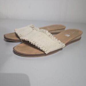 Joie Ruffle Eidel Tan Beige Neutral Slide/Sandals size 7
